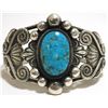 Image 1 : Old Pawn Navajo Spider Web Kingman Turquoise Sterling Silver Cuff Bracelet - JM