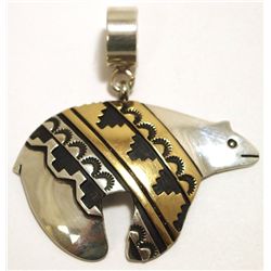 Navajo 12k Gold Fill over Sterling Silver Bear Pendant - Tommy Singer