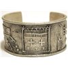 Navajo Sterling Silver Tufa Cast Farm Scene Cuff Bracelet - Philander B Begay