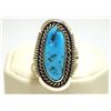 Navajo Sleeping Beauty Turquoise Sterling Silver Women's Ring - Eugene Belone