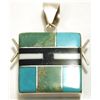 Navajo Onyx & Turquoise Reversible Inlay Sterling Silver Pendant - Edison Yazzie