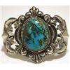 Image 1 : Old Pawn Navajo Spider Web Turquoise Sterling Silver Cuff Bracelet - KJ?