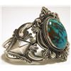 Image 2 : Old Pawn Navajo Spider Web Turquoise Sterling Silver Cuff Bracelet - KJ?