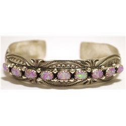 Navajo Pink Opal Sterling Silver Cuff Bracelet - Wilson Begay
