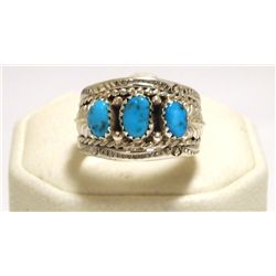 Navajo Turquoise Sterling Silver Men's Ring - Betty Begaye