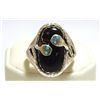 Image 1 : Zuni Onyx Sterling Silver Snake w/Turquoise Eyes Men's Ring - Effie Calavaza