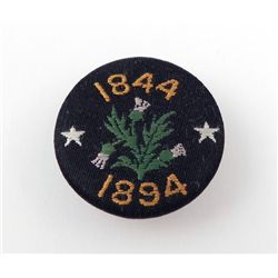 Antique Hand Embroidered Commemorative Button 1844-1894