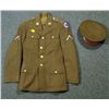 Image 1 : WWII UNIFORM COAT & VISOR HAT-W/PATCHES -ARMY GROUND