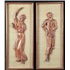 Image 1 : 2 Japanese Dancers Bas Relief Wooden Figures Framed