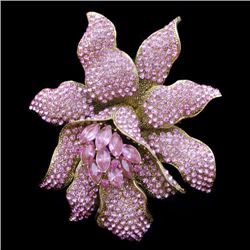 Swarovski Crystal Orchid Floral Pink Brooch / Pendant