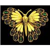 Image 2 : VINTAGE GOLD TONE BUTTERFLY PIN BROOCH WITH FOIL GLASS