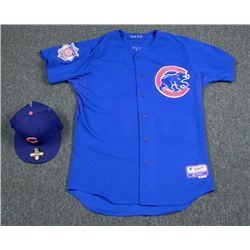 Game Worn Edgar Tovar Bullpen Coach Cubs Jersey and Hat