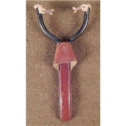 WWII ERA GERMAN SLING-SHOT-LEATHER HANDLE -ALL METAL