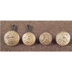 4 Civil War Small Antique Buttons U.S. Navy Gilt