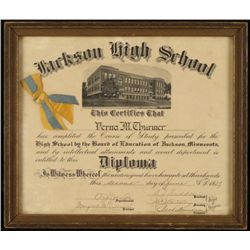 Jackson High School Diploma Vintage 1927 Period Frame