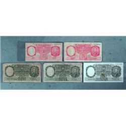 1 Lot (5) Old Argentina Bank Notes 1946-50 10, 50 Pesos