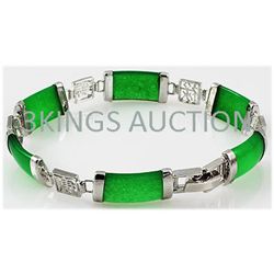 10.27g Apple Green Jade Sterling Silver Bracelet