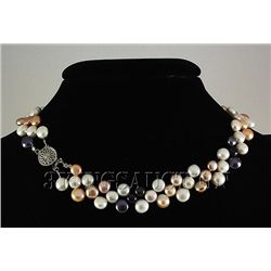 230.32CTW 12" WHITE-PEACH-LAVENDER-BLACK SIOPAO NECKLAC