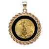 Image 1 : 2012 1/2 oz Gold Eagle Pendant (Onyx Rope Bezel) 14KT