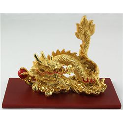 Chinese 2012 Golden Brass Dragon For Good Luck