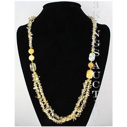 Natural 420.89ctw Yellow Topaz Sterling Silver Necklace
