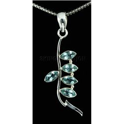 3.50CT Blue Topaz Leafy Design 0.925 Pendant 5.30g
