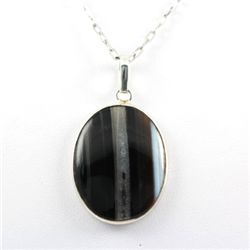 40.ctw Stripped Onyx Silver Pendant