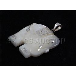 Genuine 24.31ctw Elephant White Jade Pendant