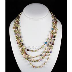 169.23CTW Multi Color Thread Freshwater Pearl Necklace