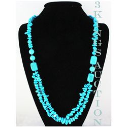 Natural 651.00ctw Turquoise Sterling Silver Necklace