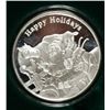 Image 2 : "HAPPY HOLIDAYS" CHRISTMAS ART ROUND ON A ONE OUNCE .999 SILVER ROUND