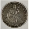 Image 1 : 1843   Seated half $ all original tone  borderline XF est $90-$100