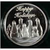 Image 2 : " HAPPY HOLIDAYS " ONE OUNCE .999 SILVER ART ROUND WITH CAPSULE/GIFT BOX