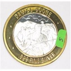 SILVER STRIKE .999 FINE SILVER $10 CASINO GAMING COIN *EXPLORERS OF THE AMERICAN WEST/DANIEL BOONE*!