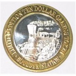 SILVER STRIKE .999 FINE SILVER $10 CASINO GAMING COIN *BOULDER STATION* COIN WEIGHS 1.34ozs!!