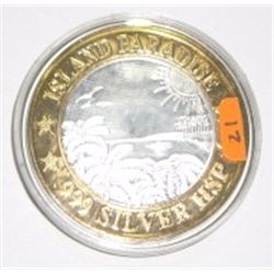 SILVER STRIKE .999 FINE SILVER $10 CASINO GAMING COIN *PRINCESS CRUISES/ISLAND PARADISE*!!