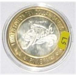 SILVER STRIKE .999 FINE SILVER $10 CASINO GAMING COIN *RIVIERA/SPLASH* COIN WEIGHS 1.34ozs!!