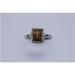 11.70 CTW TIGER EYE RING .925 STERLING SILVER