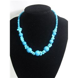 300CTW BLUE TURQUOISE NECKLACE; SIZE-18INCH