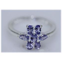 13.98 CTW TANZANITE RING .925 STERLING SILVER