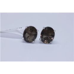 23.20 CTW SMOKEY TOPAZ EARINGS .925 STERLING SILVER