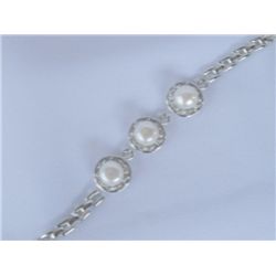 EXCLUSIVE WHITE PEARL CZ SILVER BRACELET***METAL: SILVE