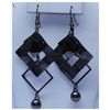 Image 1 : 41.65 CTW BLACK STEEL EARRING SQUARE AND ROUND