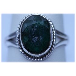 23.40 CTW EMERALD  RING .925 STERLING SILVER