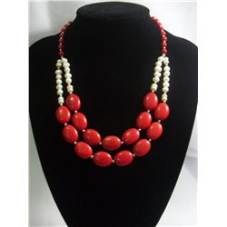 345CTW DOUBLE STRAND RED TURQUOISE AND WHITE