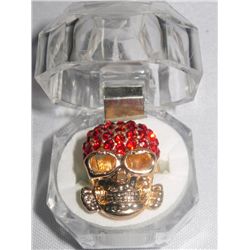 20CTW RED SKULL ADJUSTABLE BRASS RING