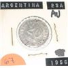 Image 1 : 1956 ARGENTINA 20 CENTAVOS *RARE AU HIGH GRADE!! COIN CAME OUT OF SAFE!!
