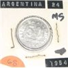 Image 1 : 1954 ARGENTINA 50 CENTAVOS *RARE MS HIGH GRADE!! COIN CAME OUT OF SAFE!!