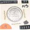 Image 1 : 1955 ARGENTINA 50 CENTAVOS *RARE MS HIGH GRADE!! COIN CAME OUT OF SAFE!!