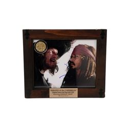 Pirates of the Caribbean Johnny Depp Autograph Photo & Screen Used Gold Coin